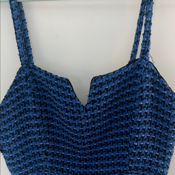 Zara Blue Textured Dress size S - Picture 4 of 7